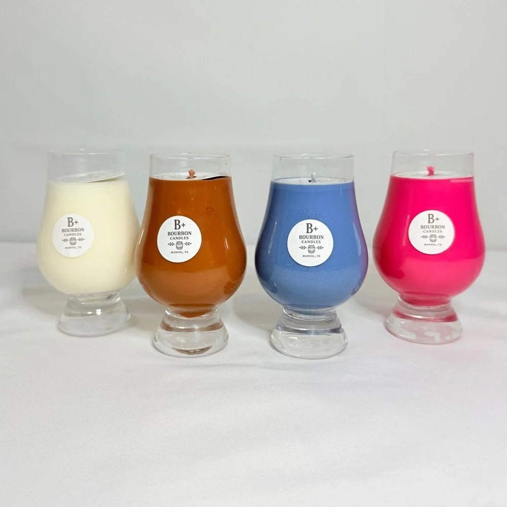 Glencairn B+ Bourbon Candles Hand Poured Scented Glass Set‎ of 4 Fathers Day